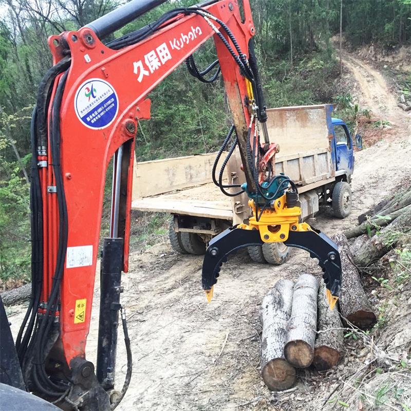 Bobcat-Excavator-Hydraulic-Rotating-Forestry-Felling-Log-Grapple-2